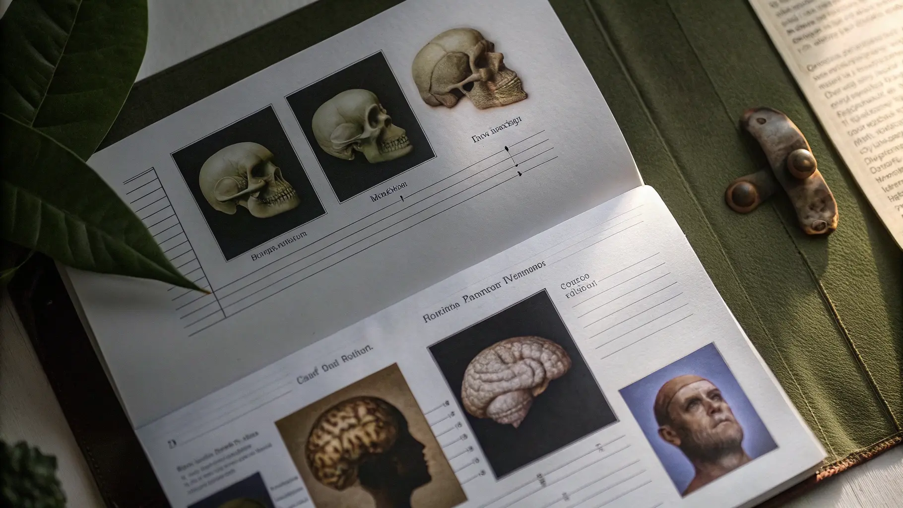 "Illustration of the evolutionary timeline of the human brain, showing stages from early hominins to modern cognitive abilities"