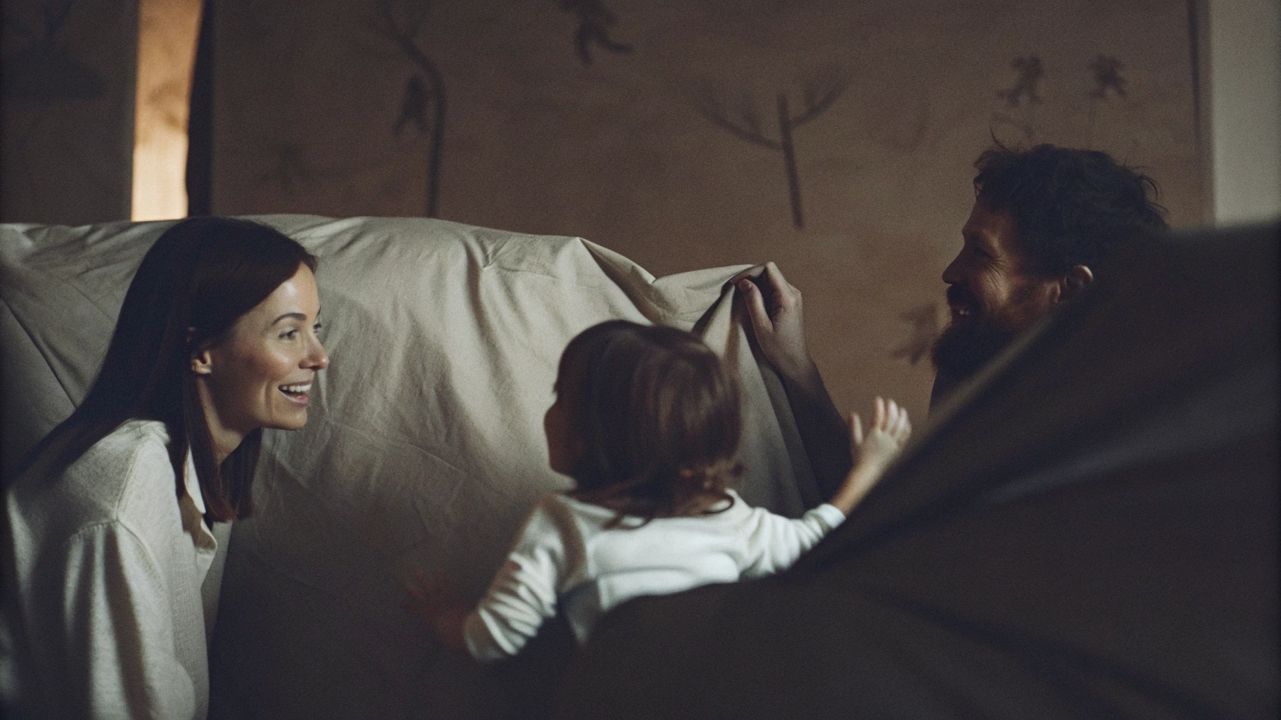 Illustration of modern parenting nurturing a child’s ancient instincts through balanced emotional care and family interaction