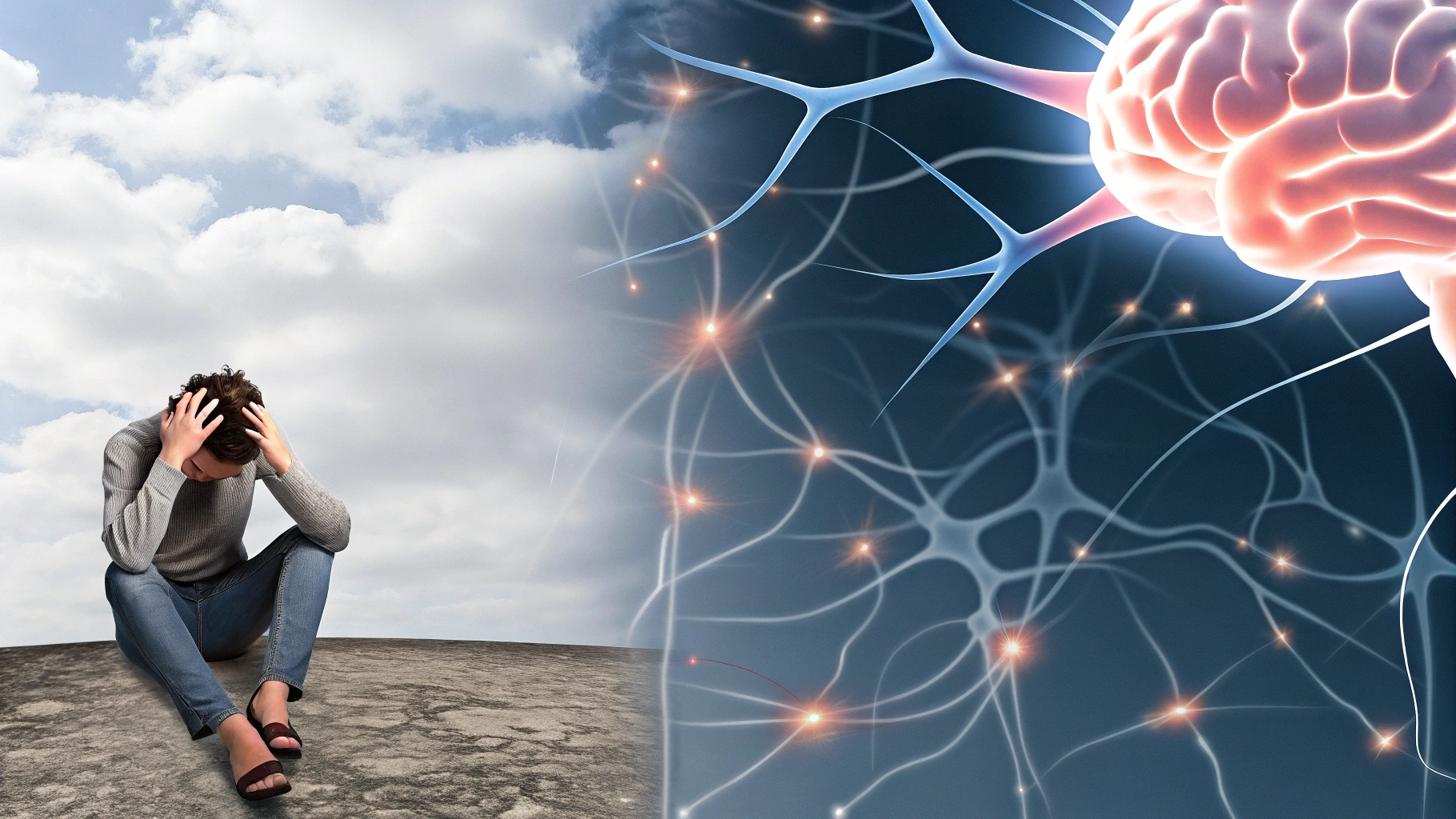 Illustration depicting the brain circuits involved in motivation and discipline during sudden willpower collapse"