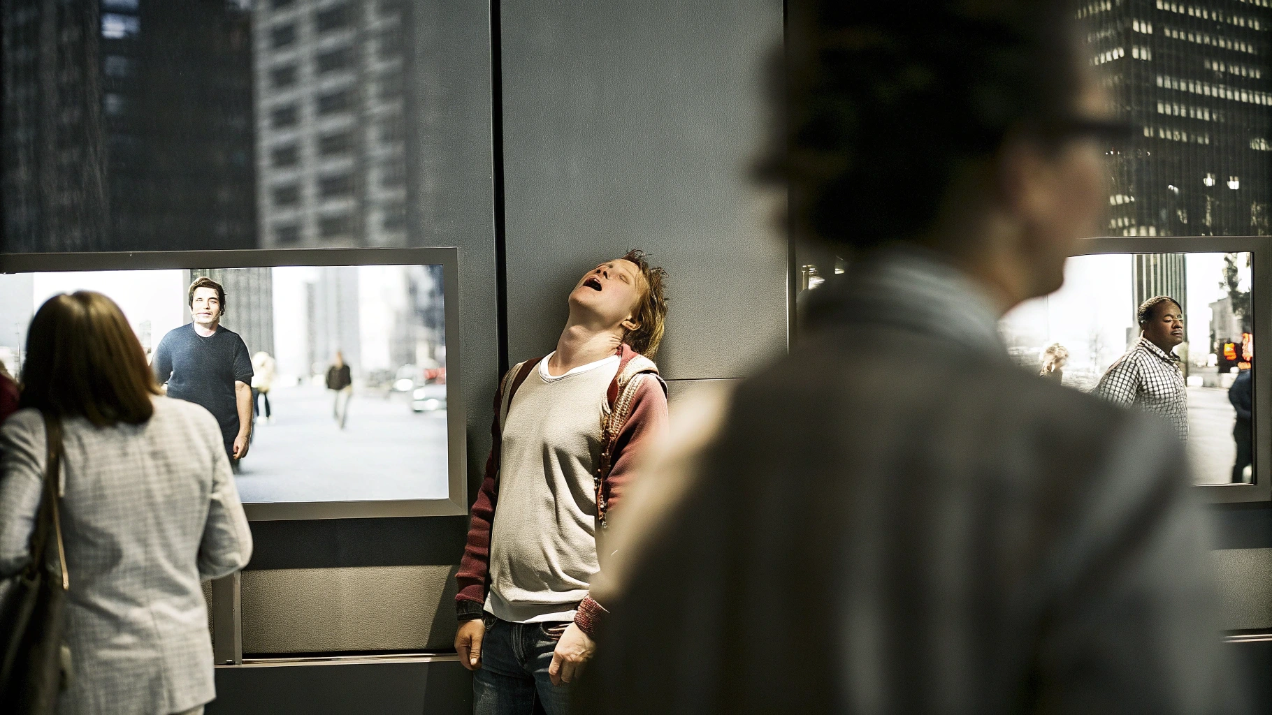 Illustration of a person transforming emotional responses from instinctive reactivity to calm self-regulation in a fast-paced modern setting